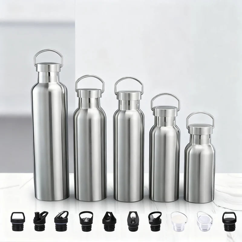 Isolierte Edelstahl-Trinkflasche mit Griff
