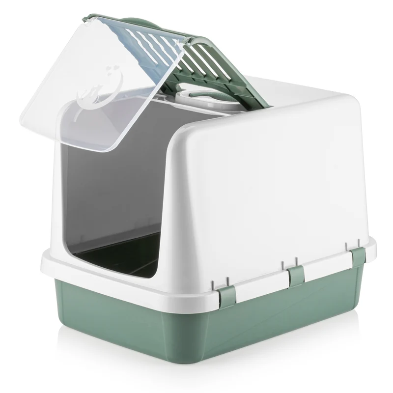 Thunder Paws Covered Cat Litter Box Green 41.5x57.2x42cm
