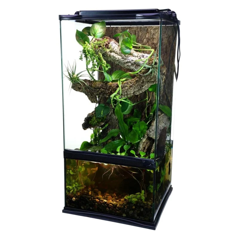 Zoo Med Paludarium NT-2P Glass Terrarium with Built-In Nano Aquarium for Reptiles & Amphibians 30x30x60cm
