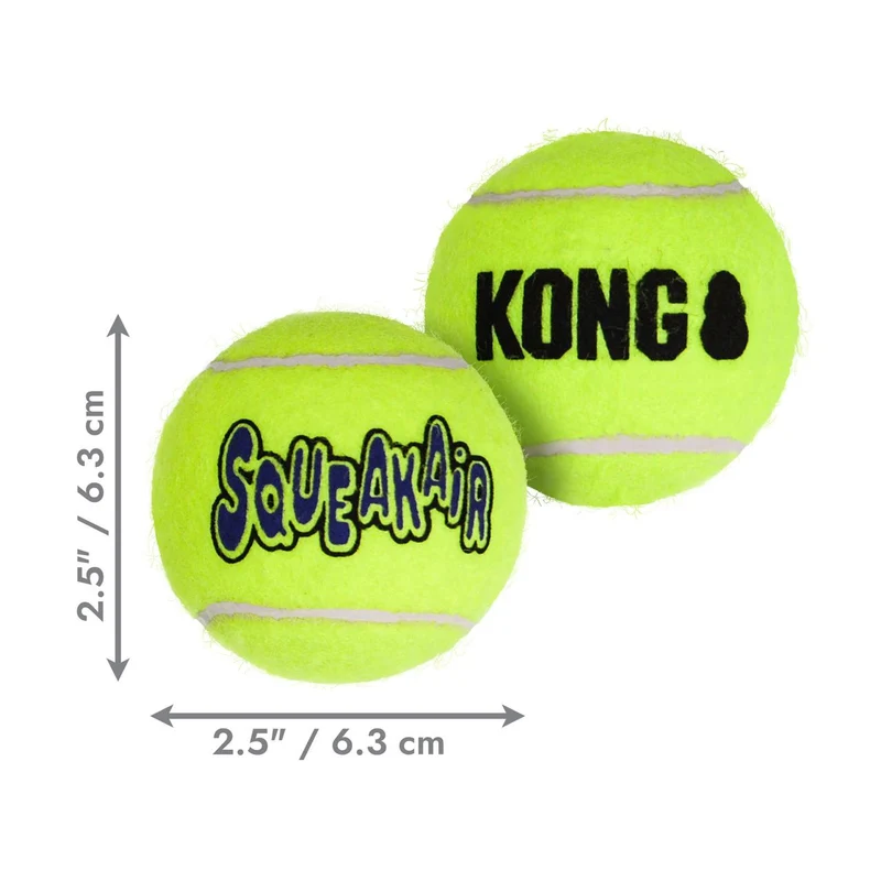 KONG SqueakAir Non-Abrasive Tennis Ball Squeaky Fetch Toy for Dogs Medium Pack of 3
