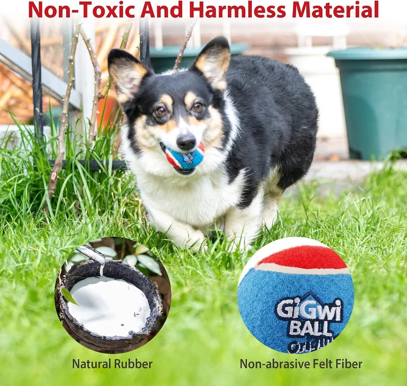 GiGwi Ball Originals Squeaker Tennis Balls Dog Toy Set of 3