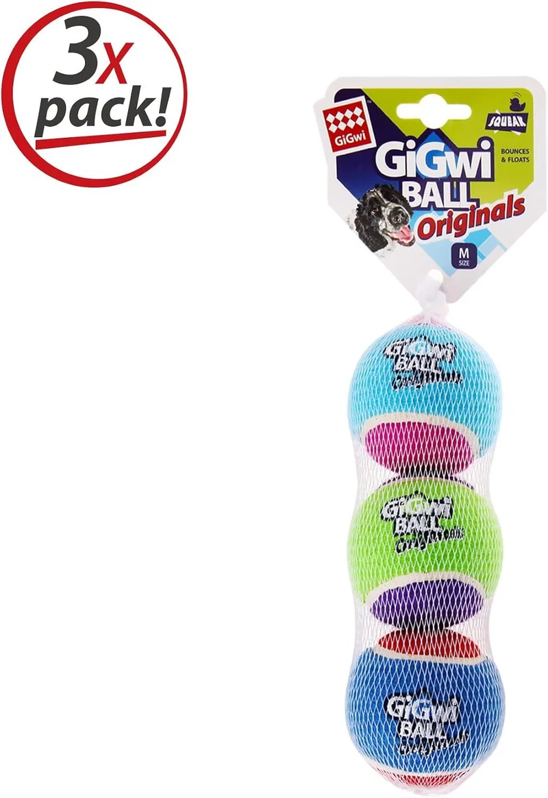 GiGwi Ball Originals Squeaker Tennis Balls Dog Toy Set of 3