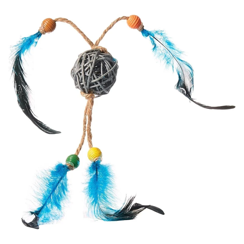 GiGwi Eco Line Catch & Scratch Blue Feather Cat Toy with Rattle