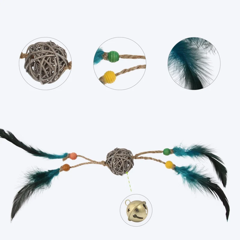 GiGwi Eco Line Catch & Scratch Blue Feather Cat Toy with Rattle