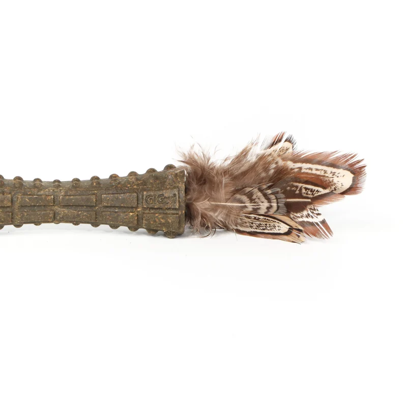 GiGwi Catnip Johnny Stick with Double-Sided Natural Feather Cat Toy Brown