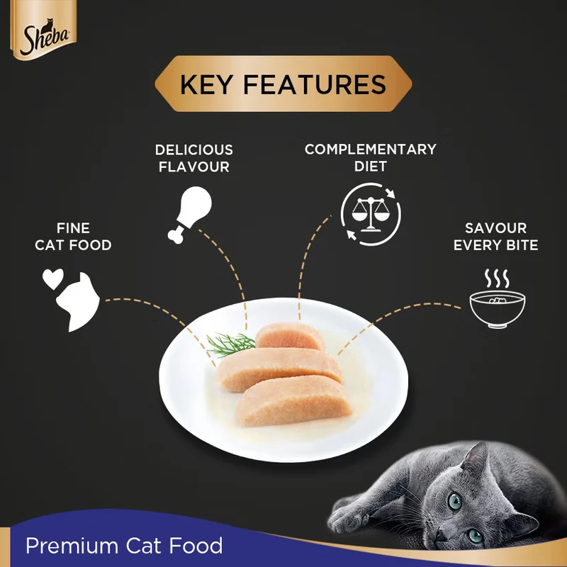 Sheba Fine Adult Wet Cat Food Pouch Chicken Premium Loaf 70G