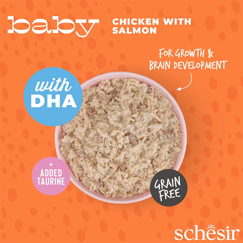 Schesir Baby Wholefood Chicken With Salmon Kitten Wet Cat Food In Broth 70G