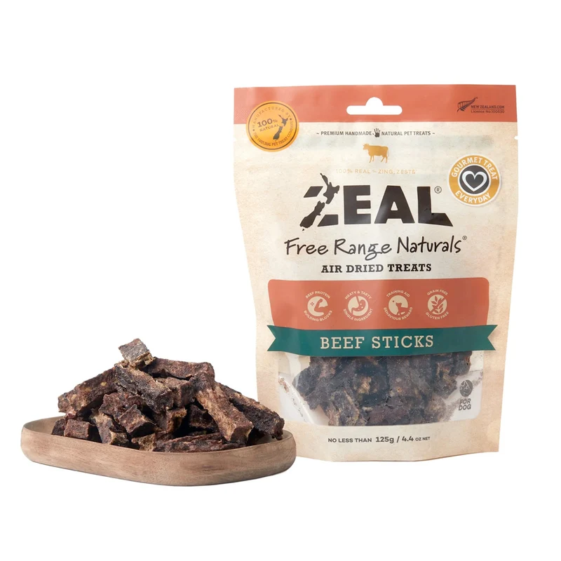 Zeal Beef Sticks Air Dried Dog Treats 125G