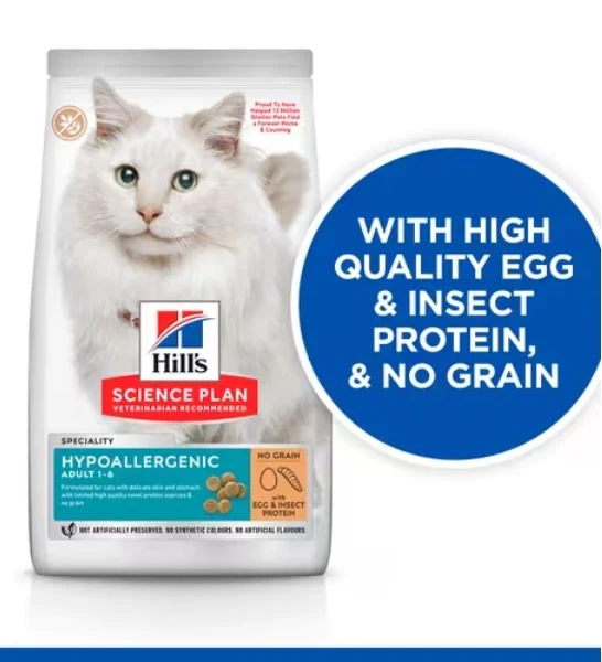 Hill's Science Plan Hypoallergenic No Grain Egg & Insect Protein Adult Dry Cat Food 1.5KG