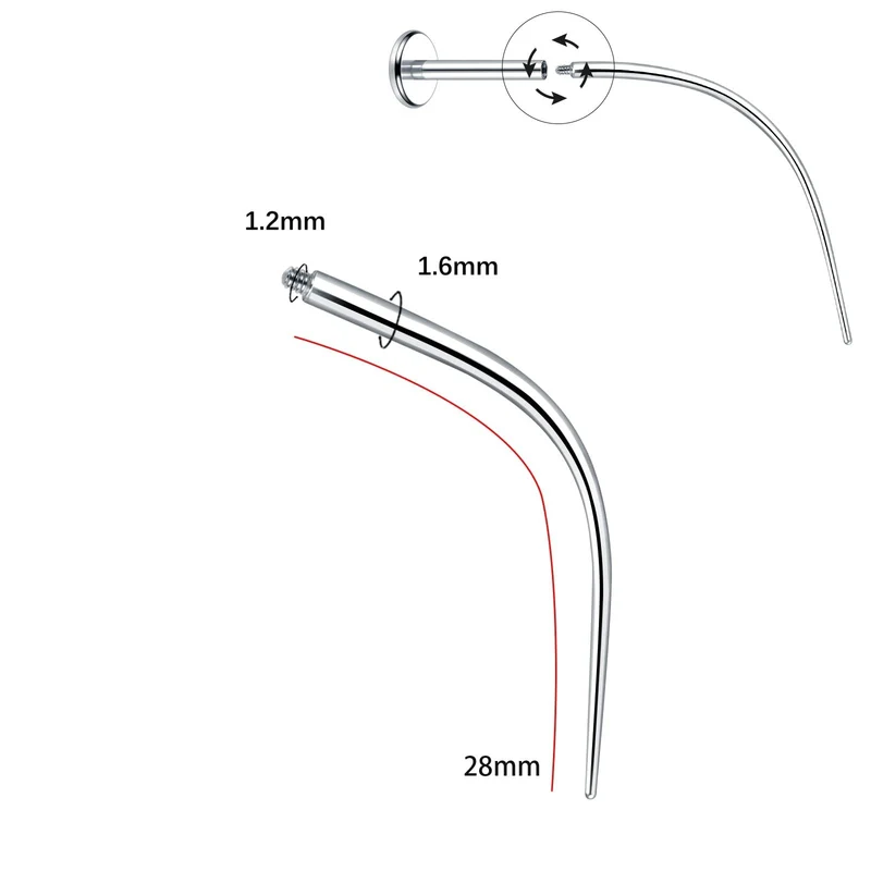 Titan-Piercingstab, flache Basis, Innengewinde
