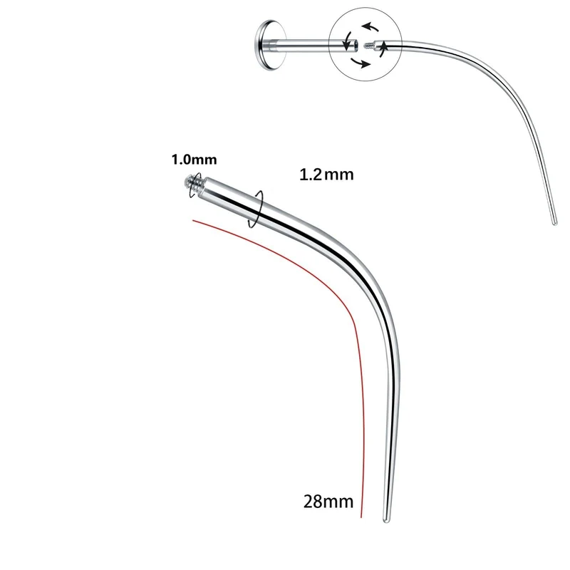 Titan-Piercingstab, flache Basis, Innengewinde