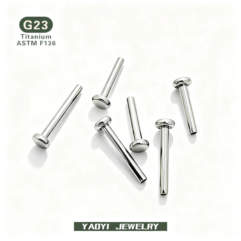 Titan-Piercingstab, flache Basis, Innengewinde