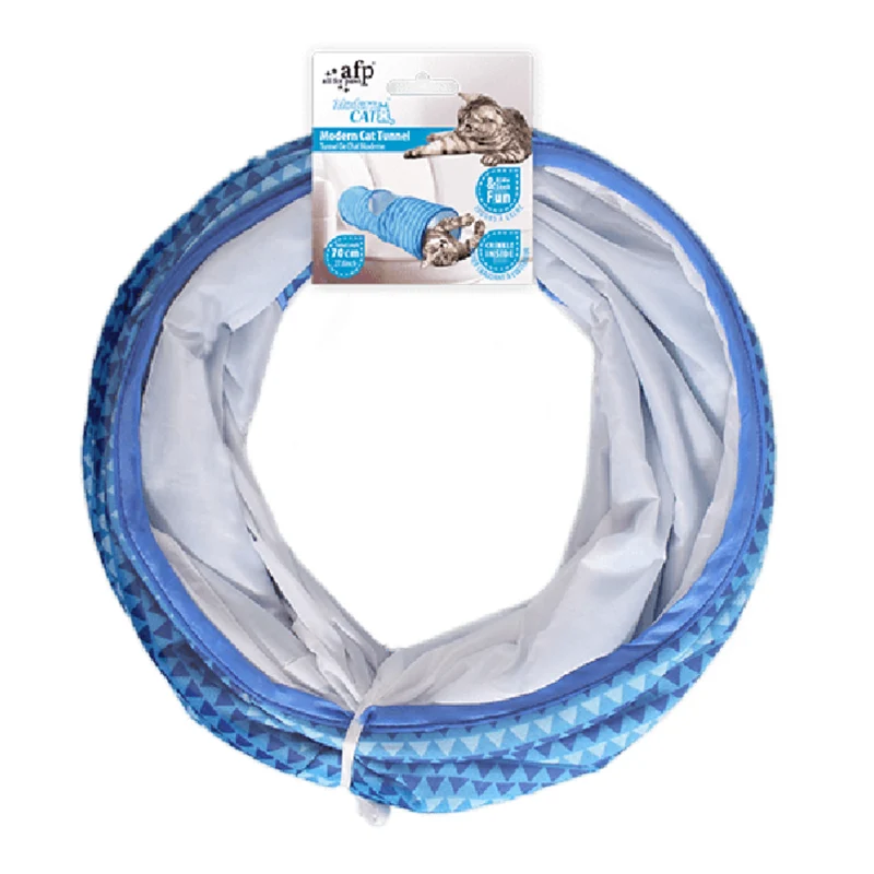 All For Paws Modern Cat Play Tunnel for Cats Blue 70cm