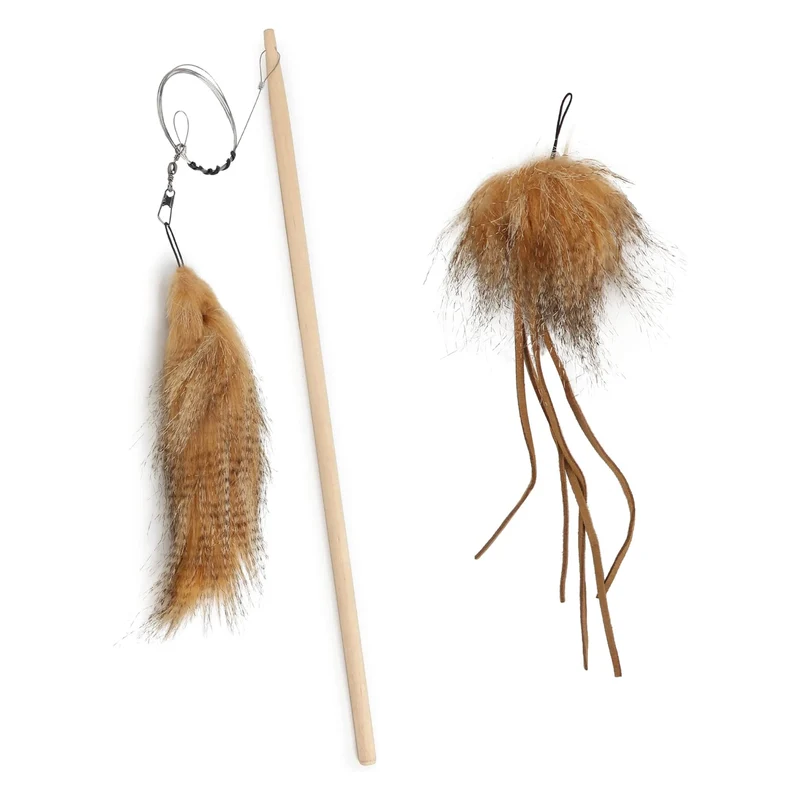 All For Paws Classic Comfort Fish Cat Wand Teaser Toy Set for Cats 2 Pieces 35x6x3cm