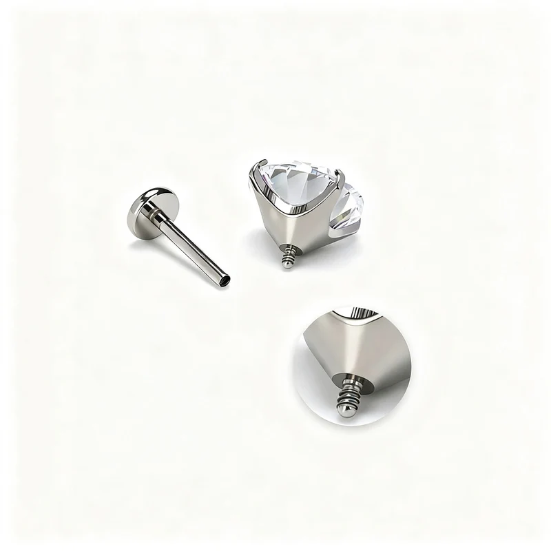 Ohrstecker aus Titanlegierung mit Zirkonia, Schraubverschluss