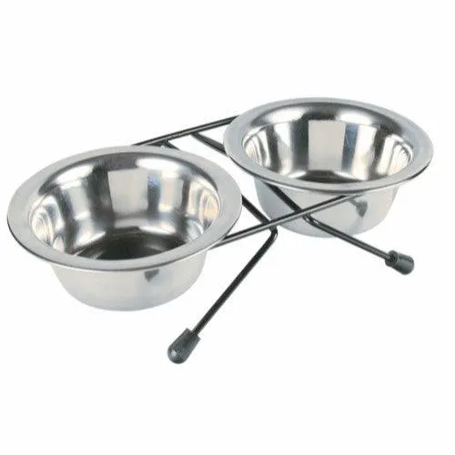 Trixie Stander mit 2 Stahlschälchen 0,2L