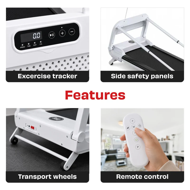 Bud & Billy Quiet & Movable Indoor Large Dog Treadmill With Monitor, Tracker & Remote Control 130x53x45cm - White