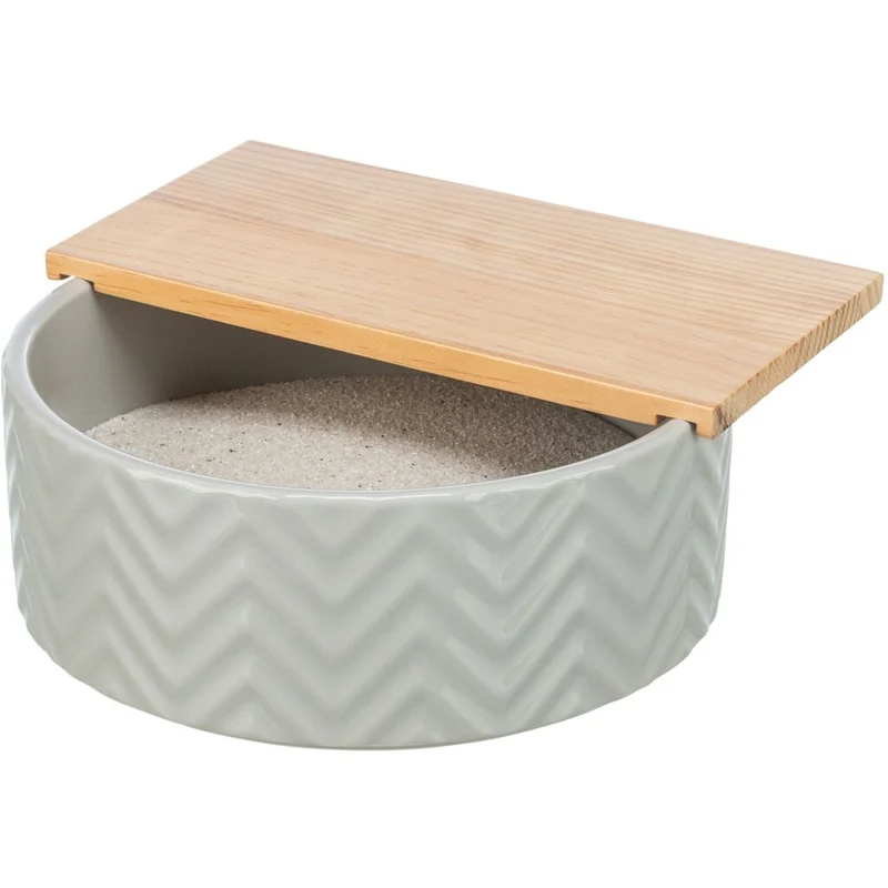 Trixie Ceramic Sand Bath with Wooden Platform for Small Pets - 20X21X8CM