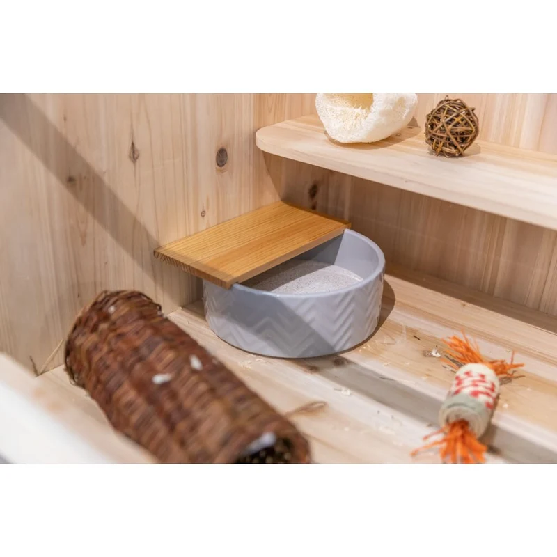 Trixie Ceramic Sand Bath with Wooden Platform for Small Pets - 20X21X8CM