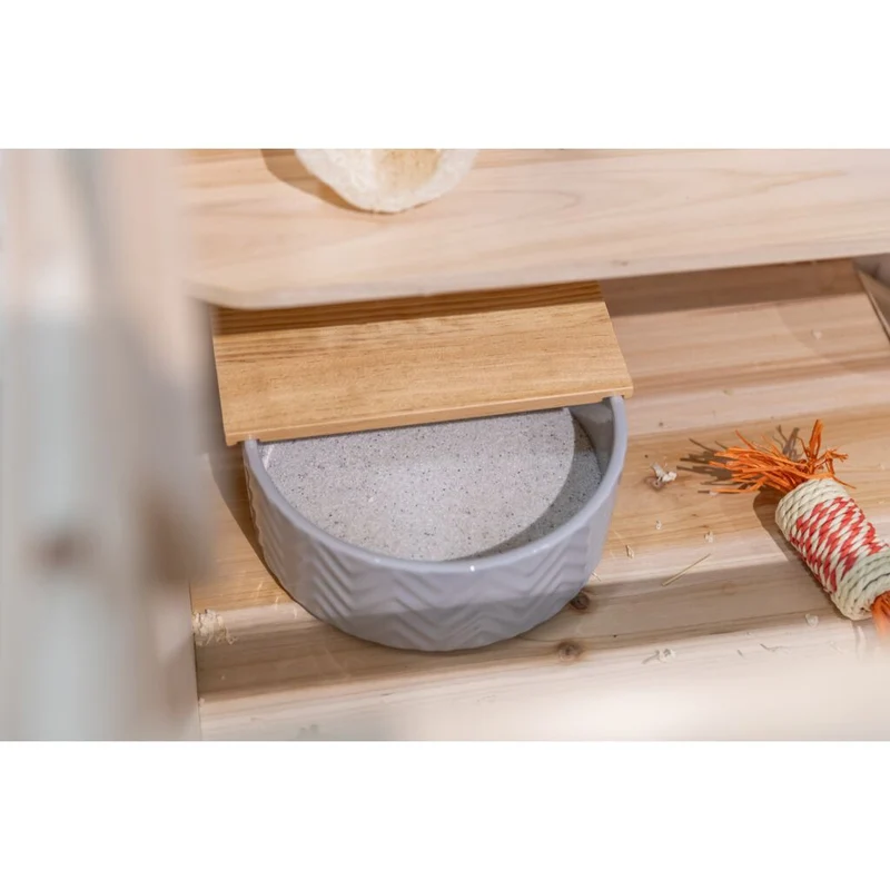 Trixie Ceramic Sand Bath with Wooden Platform for Small Pets - 20X21X8CM