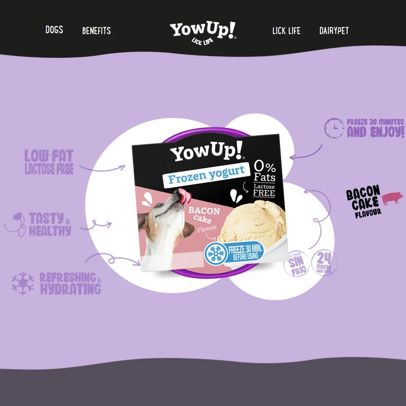 YowUp Frozen Yogurt Bacon Cake Dog Treat 110g