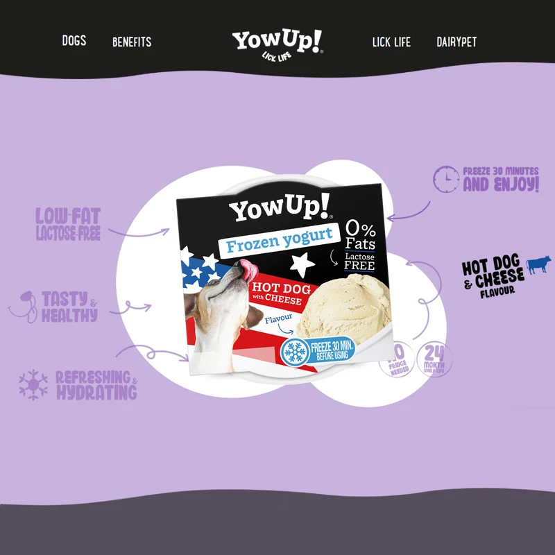 YowUp Frozen Yogurt Hot Dog Cheese Dog Treat 110g