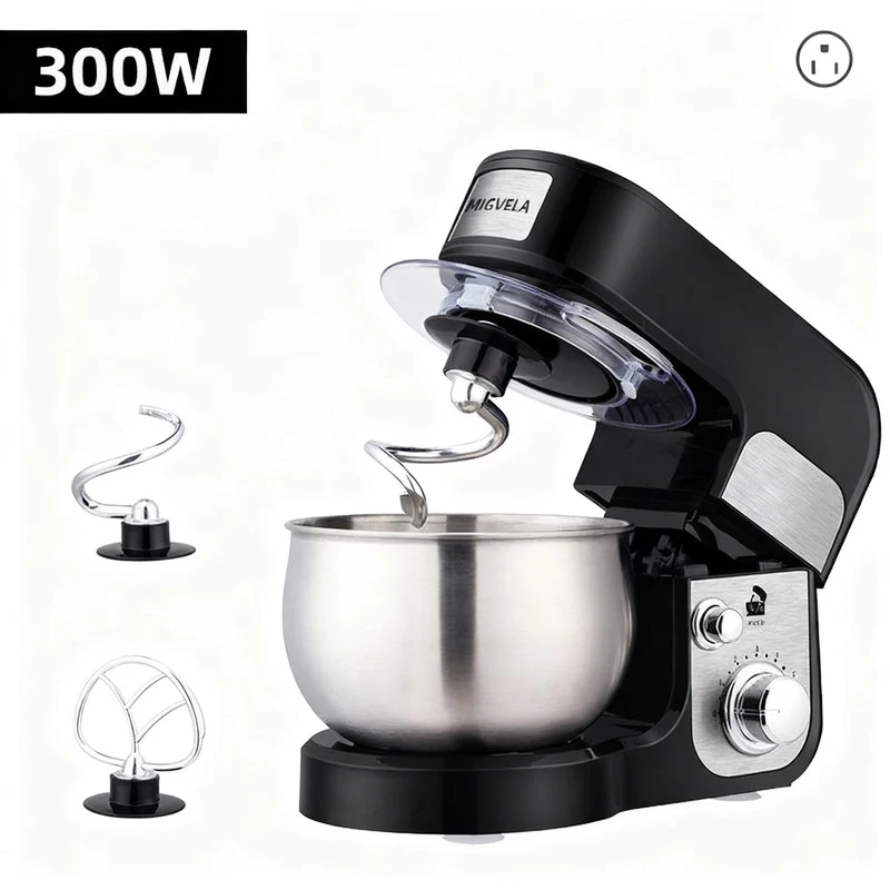 Küchenmaschine 5 L, Edelstahl, mehrere Stecker