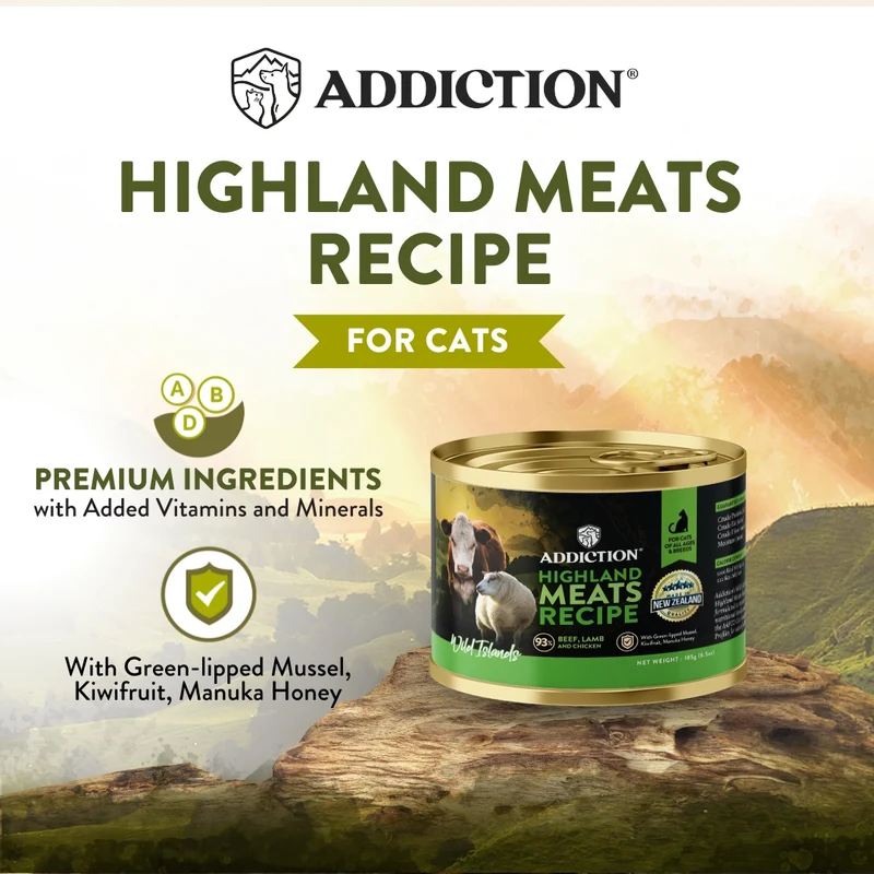 Addiction Wild Islands Highland Meats Lamb & Beef Canned Cat Wet Food 185G