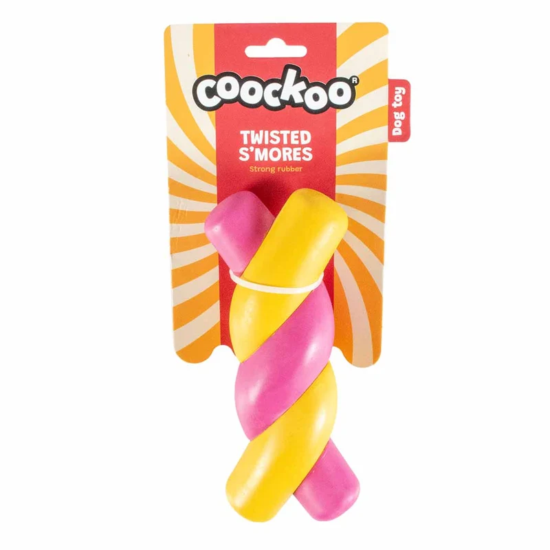Ebi Coockoo Twisted S'Mores Dog Chew & Fetch Toy - Yellow & Pink/18.5x7.5x5.5cm