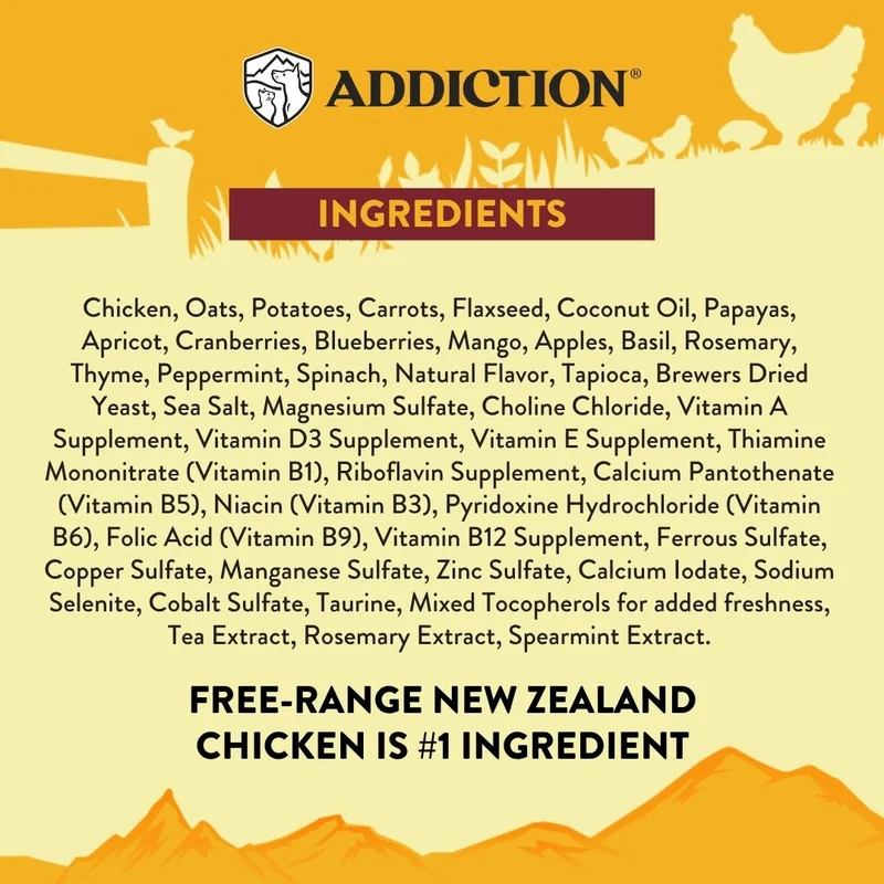 Addiction Country Chicken & Apricot Dinner Air-Dried Dog Food 910G