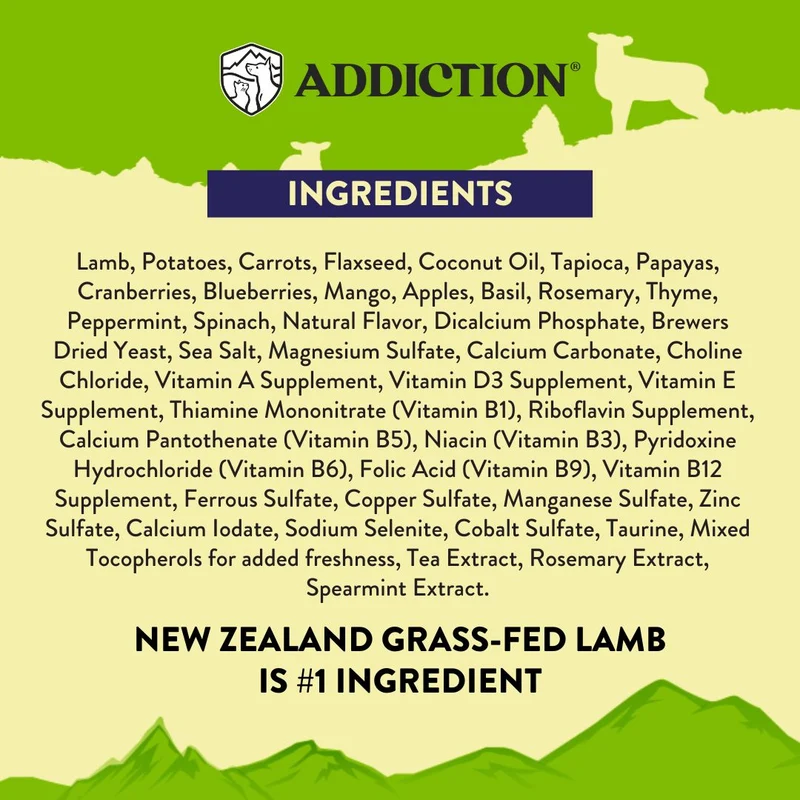 Addiction Herbed Lamb & Potatoes Grain-Free Air-Dried Dog Food 910G