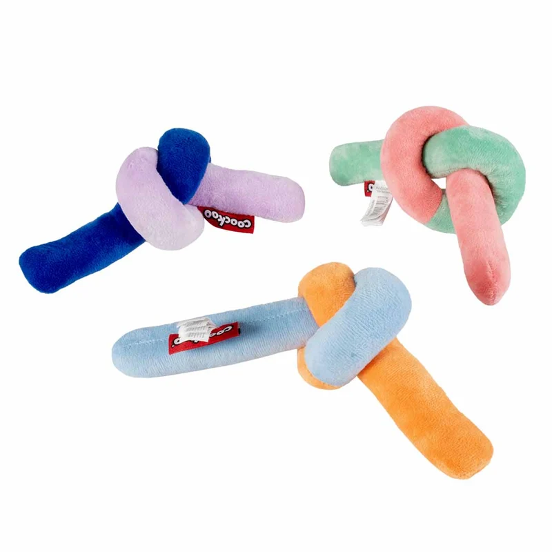 Ebi Coockoo Knotty Noodle Plush Cat Snuggle Toy - Orange & Light Blue/18x10x5.5cm