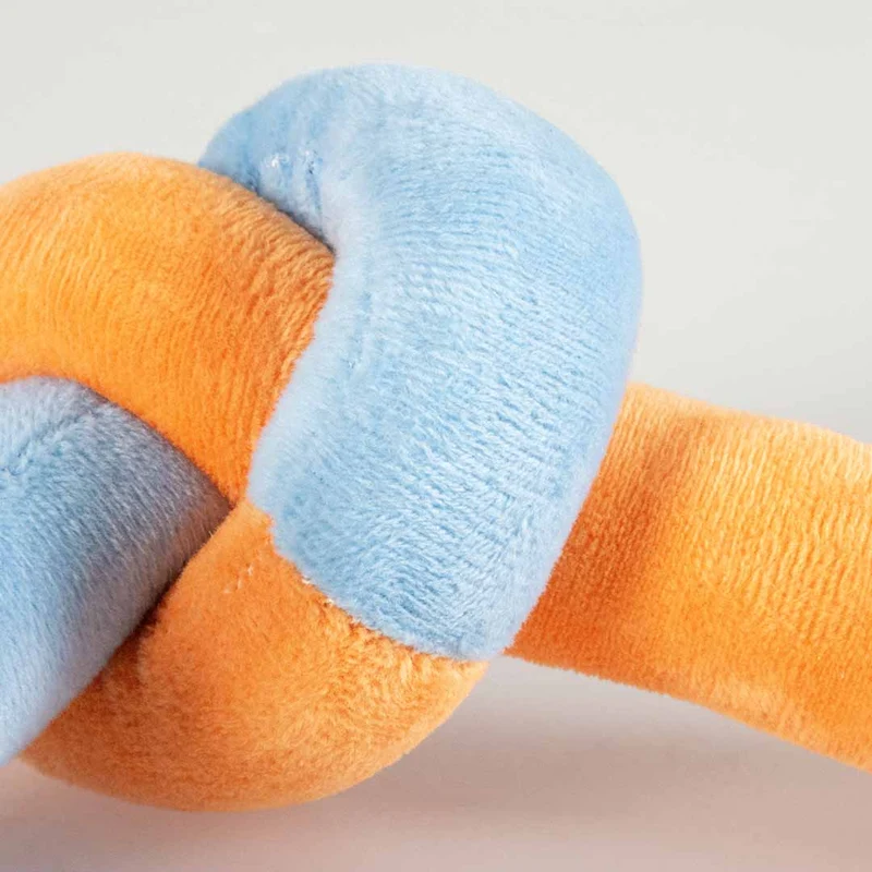 Ebi Coockoo Knotty Noodle Plush Cat Snuggle Toy - Orange & Light Blue/18x10x5.5cm