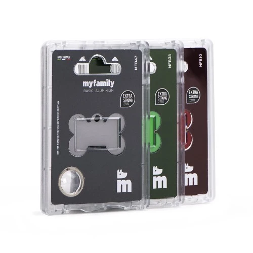 My Family Basic Aluminum Bone Dog ID Tag - Black/Big