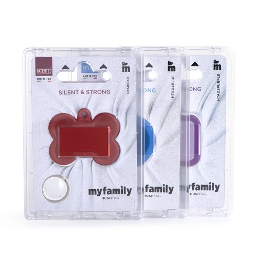 My Family Aluminum Bone ID Tag with Rubber - BLUE/BIG
