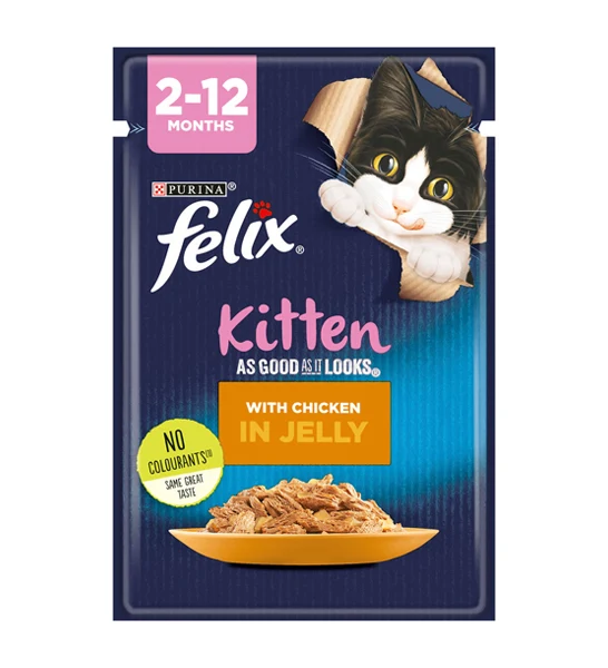 PURINA Felix Kitten as Good as it Looks Chicken in Jelly Pouch Wet Food 85G