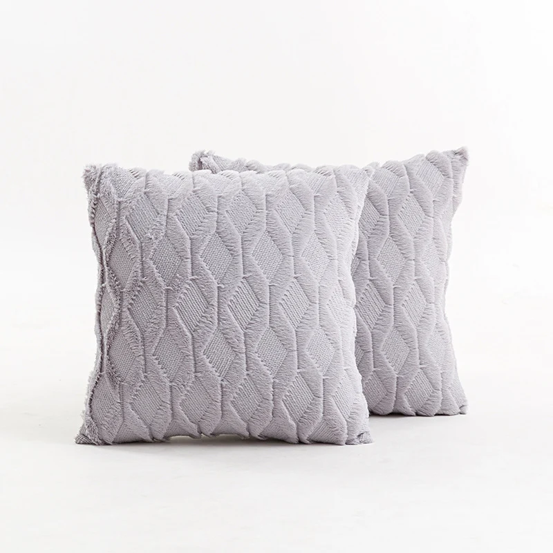 Texturiertes Strick-Diamond-Tufted quadratisches Wurfkissenbezug mit ausgefranstem Rand
