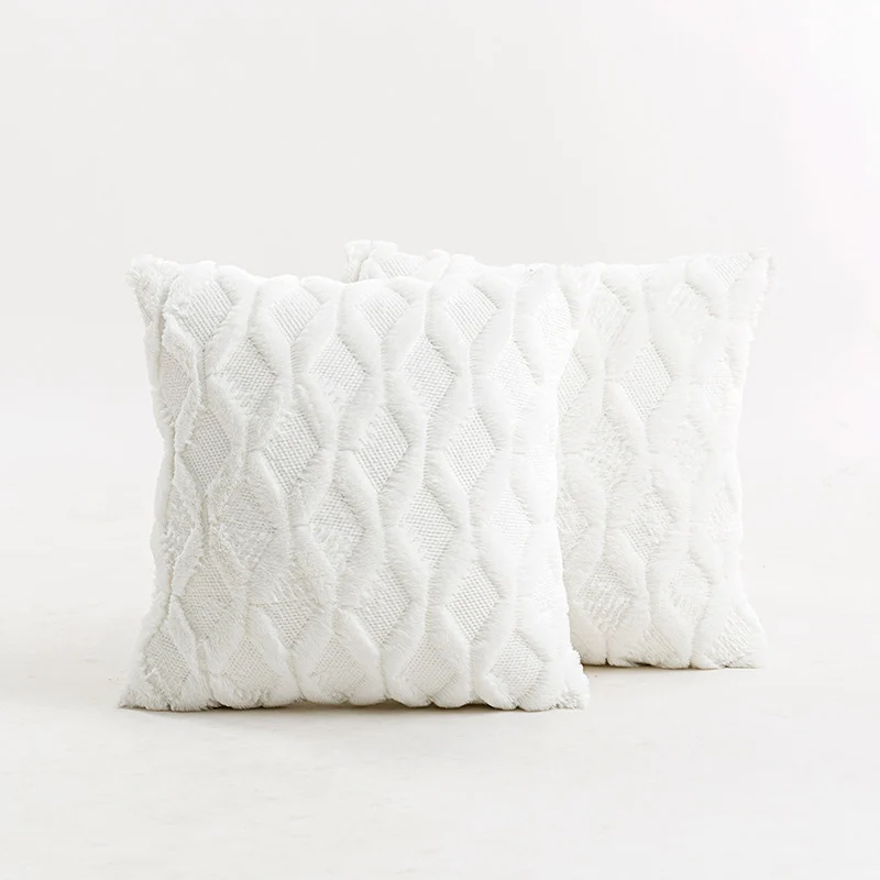 Texturiertes Strick-Diamond-Tufted quadratisches Wurfkissenbezug mit ausgefranstem Rand