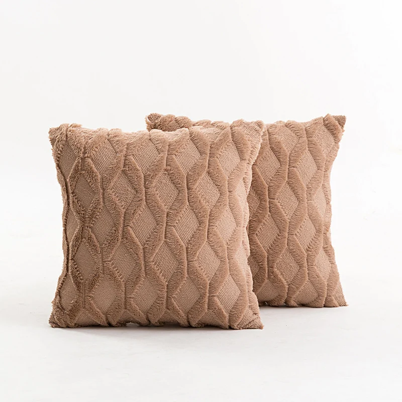 Texturiertes Strick-Diamond-Tufted quadratisches Wurfkissenbezug mit ausgefranstem Rand
