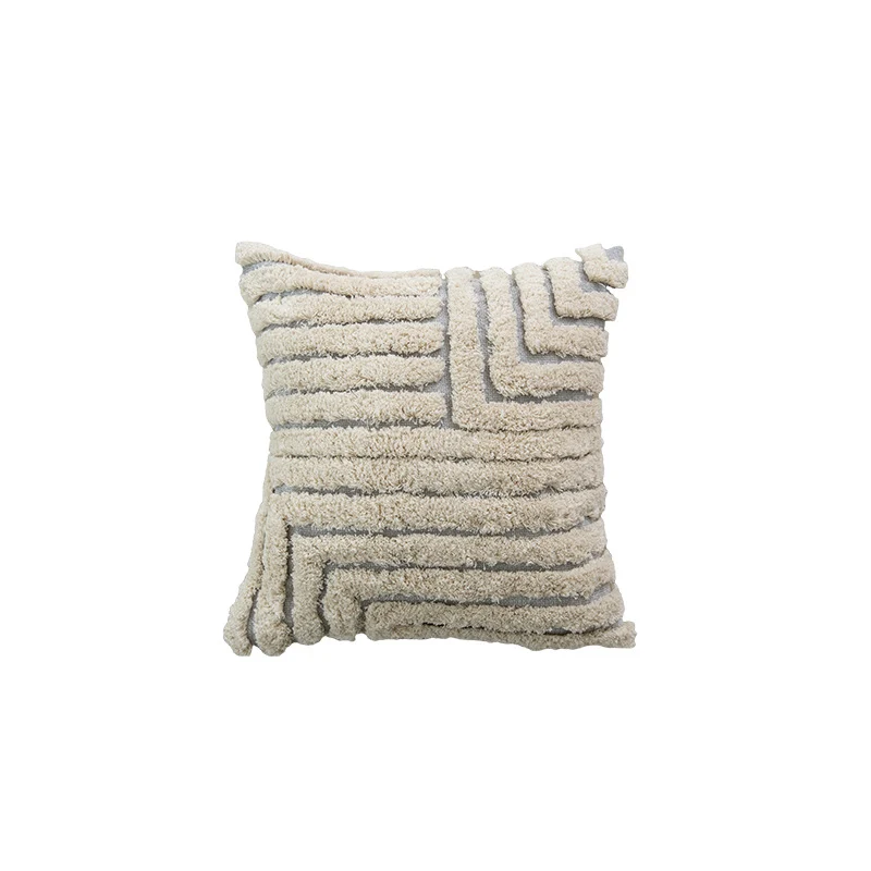 Quadratisches strukturiertes Gitter tufted dekoratives Wurfkissenbezug mit flauschigem erhobenem Gitter