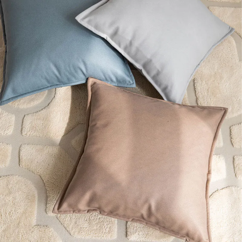 Eckiger Piped-Edge Velvet-Look Dekorationswurfkissen mit abnehmbarem Reißverschlussbezug und plüschigem Einsatz