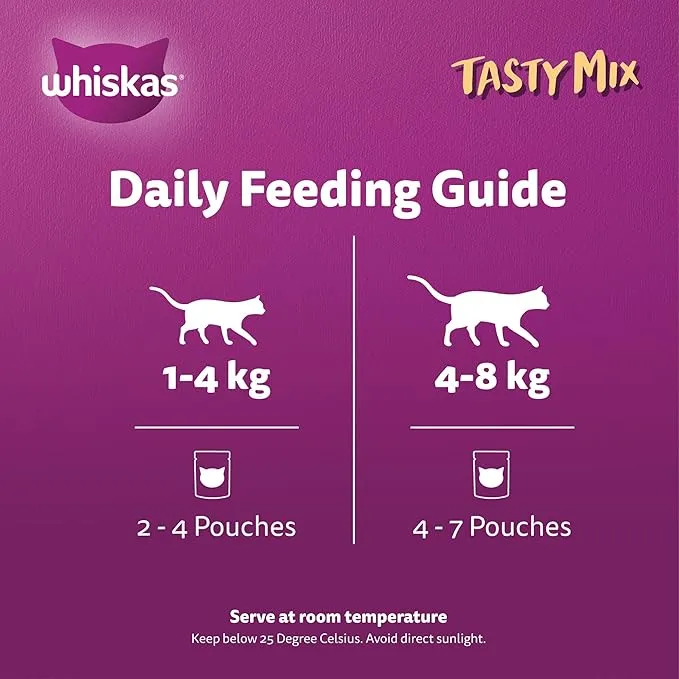 Whiskas Tasty Mix Chicken & Salmon Wet Cat Food 1 Year+ 4x70G