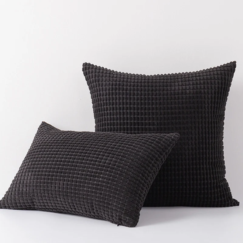 Plüsch Waffelraster Chenille Sofa Akzent Kissen Duo mit abnehmbaren Reißverschlussbezügen