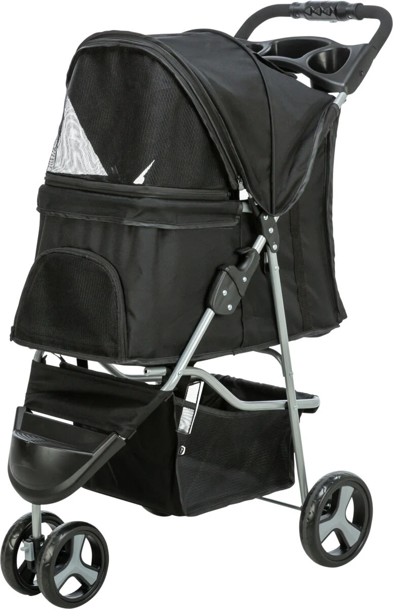 TRIXIE Hunde Buggy – gefedert, faltbar, bis 11 kg, 47×100×80 cm, schwarz