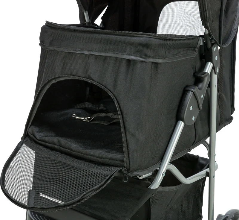 TRIXIE Hunde Buggy – gefedert, faltbar, bis 11 kg, 47×100×80 cm, schwarz