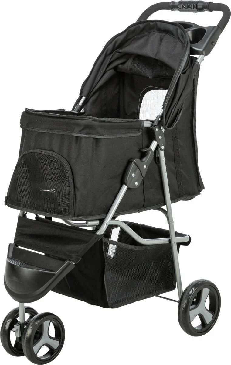 TRIXIE Hunde Buggy – gefedert, faltbar, bis 11 kg, 47×100×80 cm, schwarz