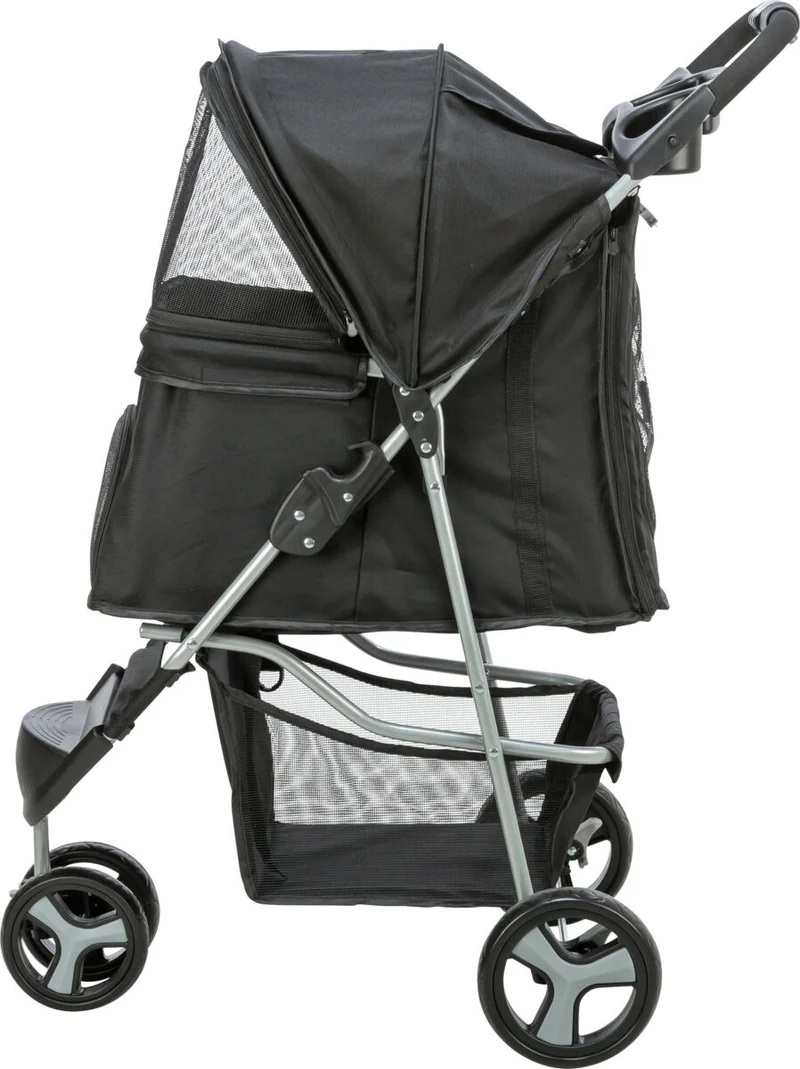 TRIXIE Hunde Buggy – gefedert, faltbar, bis 11 kg, 47×100×80 cm, schwarz