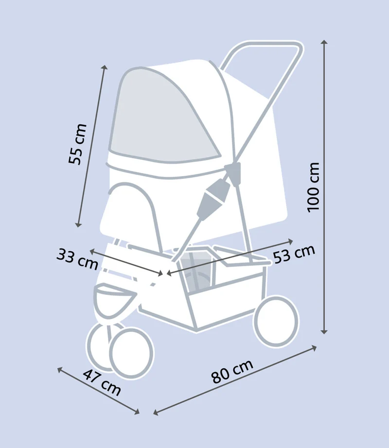 TRIXIE Hunde Buggy – gefedert, faltbar, bis 11 kg, 47×100×80 cm, schwarz