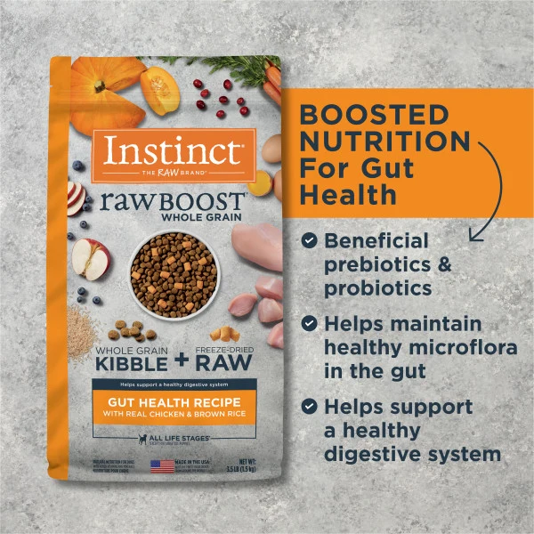 Instinct Raw Boost Whole Grain Gut Health Recipe Chicken Dry Dog Food 3.5lb