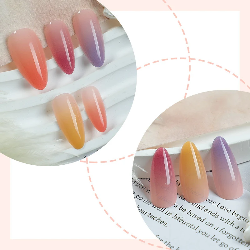 Kunstnagelset mit elegantem Ombre-Design und hochglänzender Oberfläche Karnz